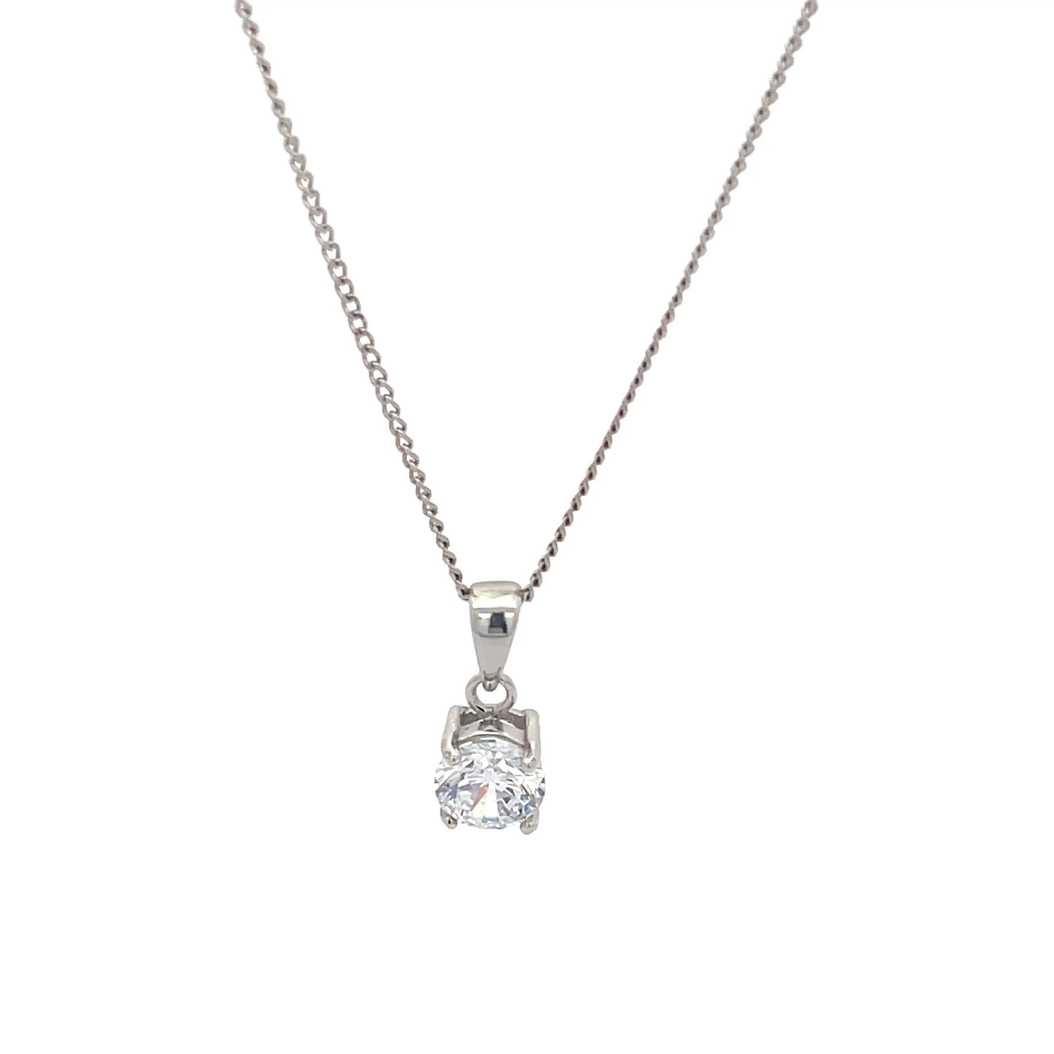 925 Silver Pendant Necklace with Crystal Drop for Women and Teens